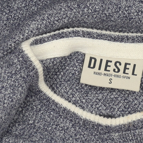 Diesel Men's Blue Cotton Crew Neck Pullover Jumper Size S