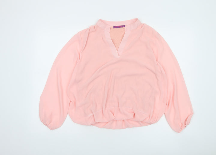 Kate & Pippa Women’s Pink Chiffon V-Neck Tunic Blouse XL