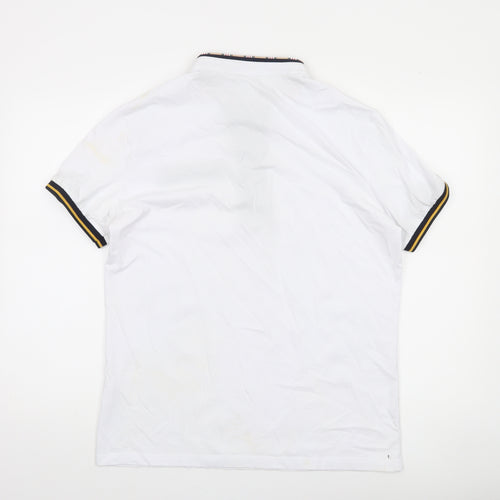 Tank Jeans Men's White L Collared Half Zip Short Sleeve T-Shirt