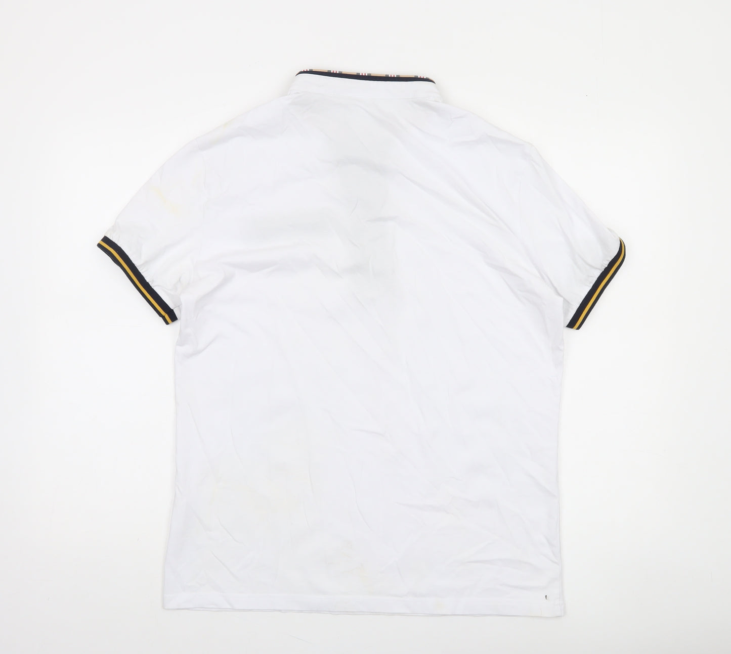 Tank Jeans Men's White L Collared Half Zip Short Sleeve T-Shirt