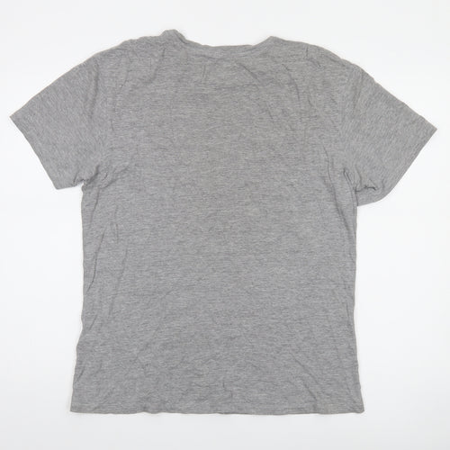Jack & Jones Men's Grey Crew Neck Short Sleeve Cotton Blend T-Shirt Size L