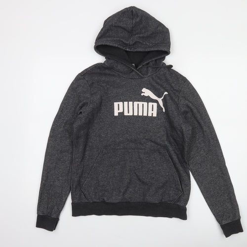 Puma Women's Charcoal Hooded Pullover Sweatshirt Size 12 UK Cotton Blend