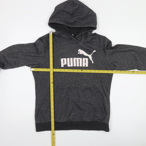 Puma Women's Charcoal Hooded Pullover Sweatshirt Size 12 UK Cotton Blend