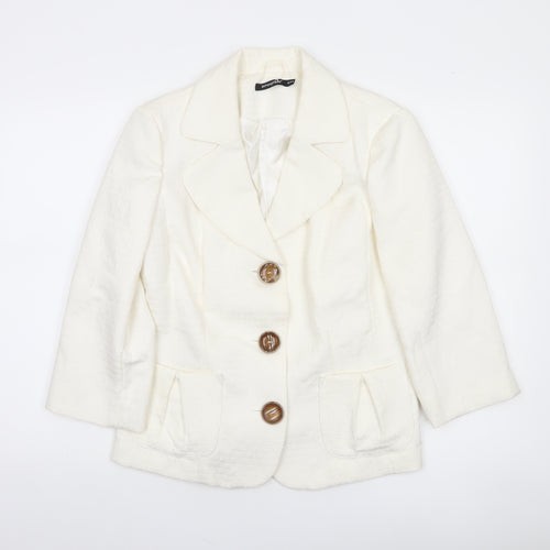 Atmosphere Women Ivory Textured Single-Breasted Blazer Size 16
