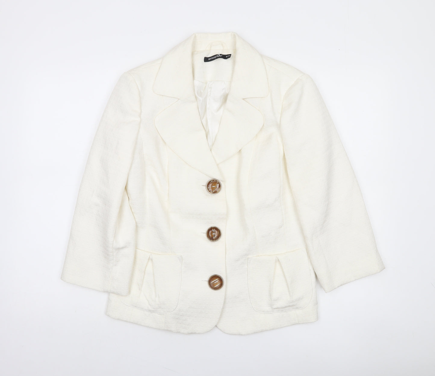 Atmosphere Women Ivory Textured Single-Breasted Blazer Size 16