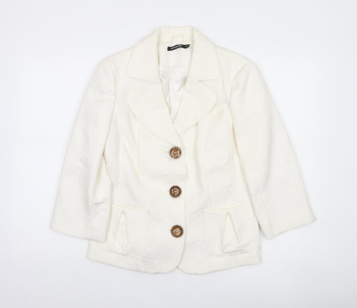 Atmosphere Women Ivory Textured Single-Breasted Blazer Size 16