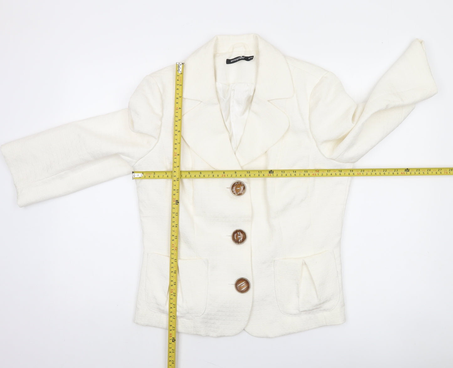 Atmosphere Women Ivory Textured Single-Breasted Blazer Size 16