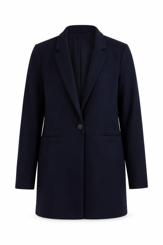 Front view of Vero Moda Women's Blue Long Tailored Blazer, size 10