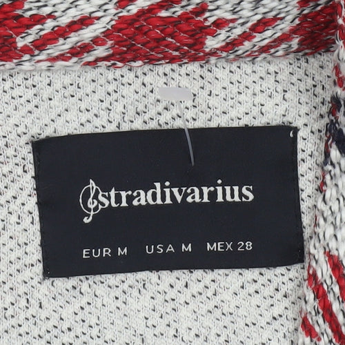 Stradivarius Women Red Check Mid-Length Coatigan Size 12