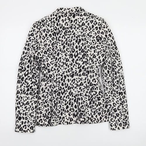 H&M Women's Multicoloured Animal Print Slim Fit Tuxedo Suit Jacket Size 6