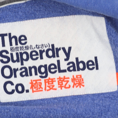 Superdry Women Blue Full Zip Hoodie 2XS Orange Label Cotton Blend