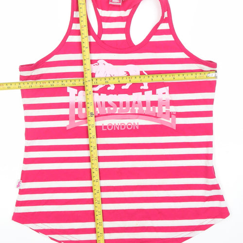 Lonsdale London Womens Pink White Striped Racerback Tank Top Size 12