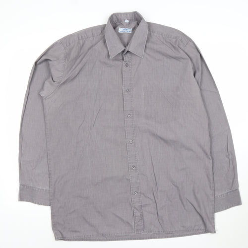 Hunter Men's Grey Long Sleeve Dress Shirt 16in 41cm Classic Fit