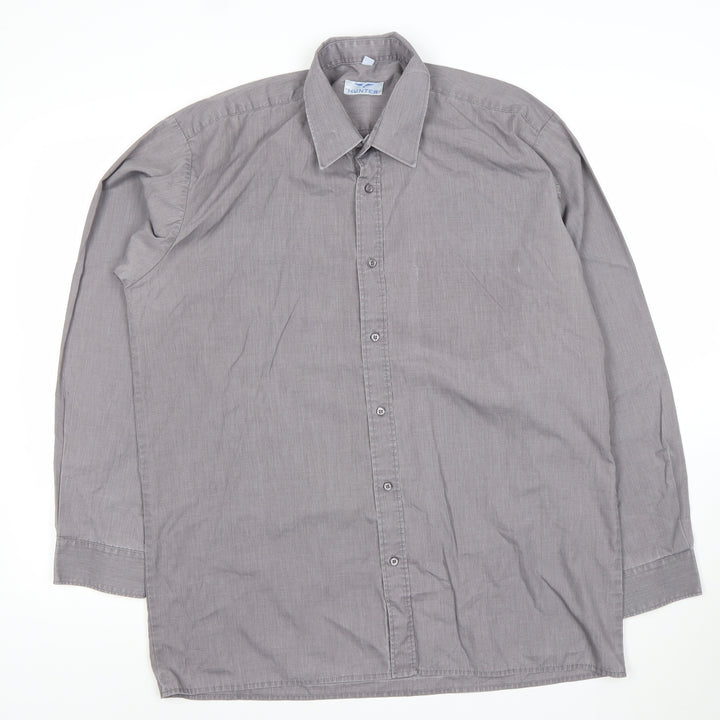Hunter Men's Grey Long Sleeve Dress Shirt 16in 41cm Classic Fit
