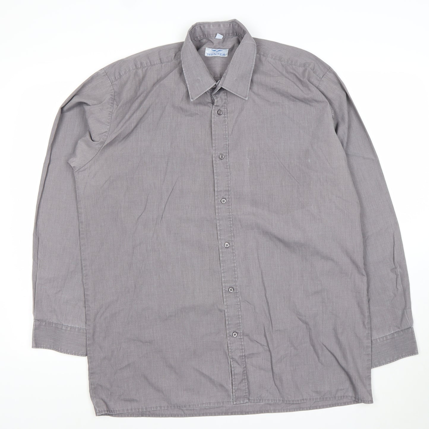 Hunter Men's Grey Long Sleeve Dress Shirt 16in 41cm Classic Fit