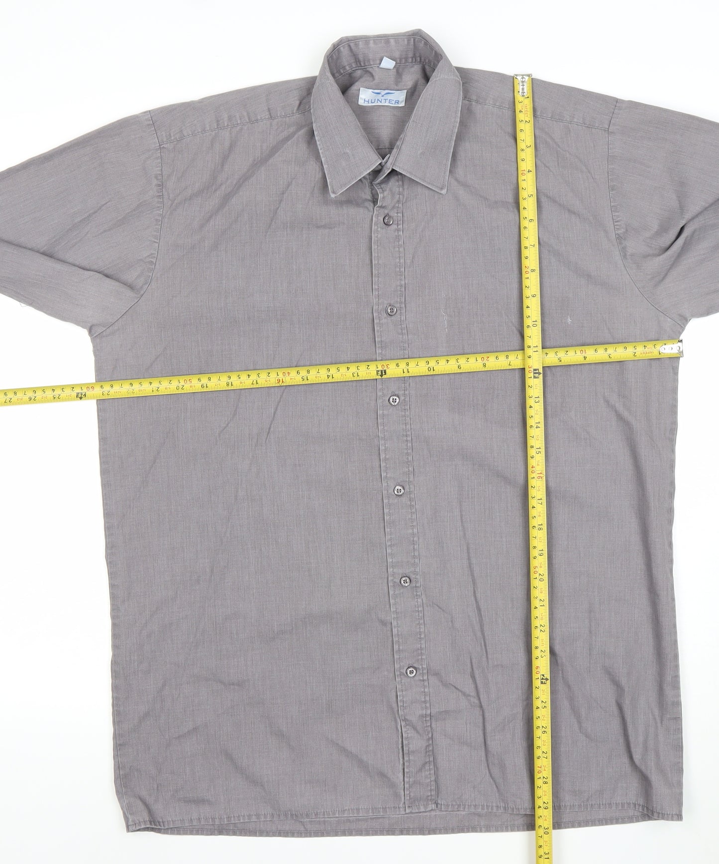 Hunter Men's Grey Long Sleeve Dress Shirt 16in 41cm Classic Fit