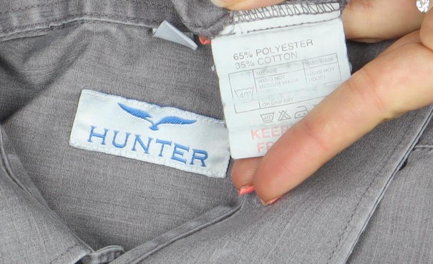 Hunter Men's Grey Long Sleeve Dress Shirt 16in 41cm Classic Fit