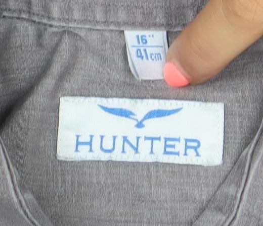 Hunter Men's Grey Long Sleeve Dress Shirt 16in 41cm Classic Fit