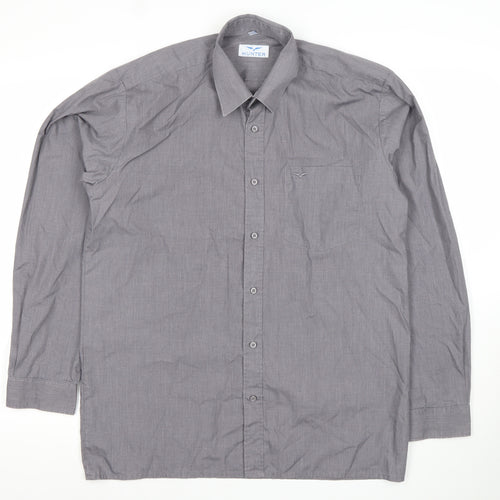 Hunter Men's Grey Long Sleeve Dress Shirt Size 15/38cm Classic Fit