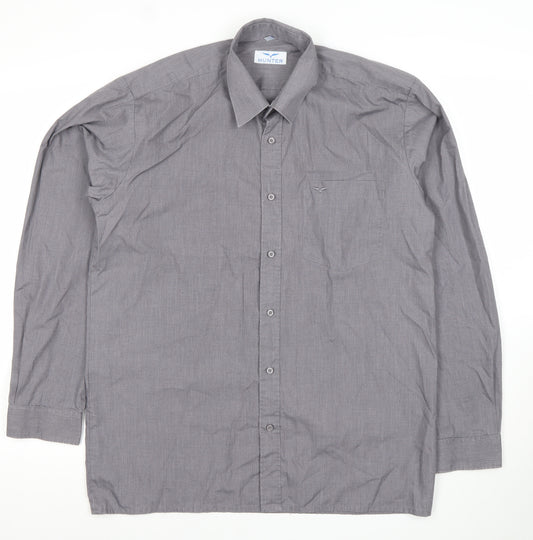 Hunter Men's Grey Long Sleeve Dress Shirt Size 15/38cm Classic Fit