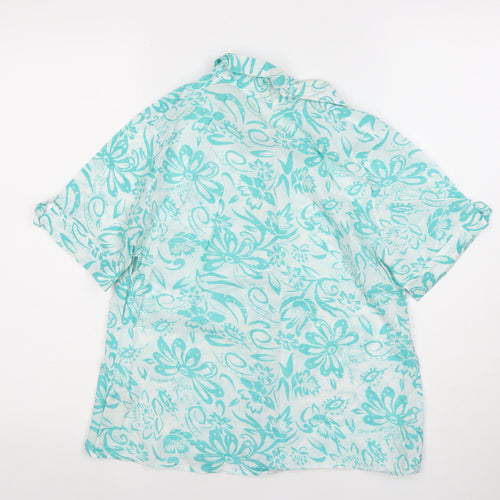 Marks and Spencer Womens Blue Floral Cotton Button-Up Shirt Size 10