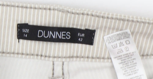 Dunnes Women’s Beige Striped Straight Jeans Size 14 Regular Fit
