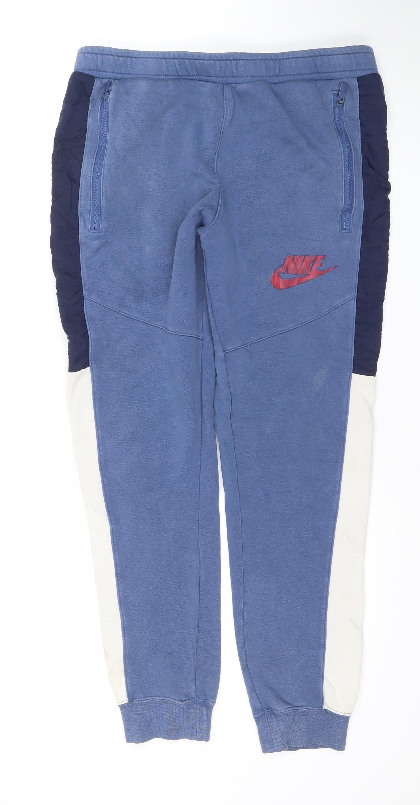 Nike Men's Blue Jogger Sweatpants M Tapered Fit Cotton Blend