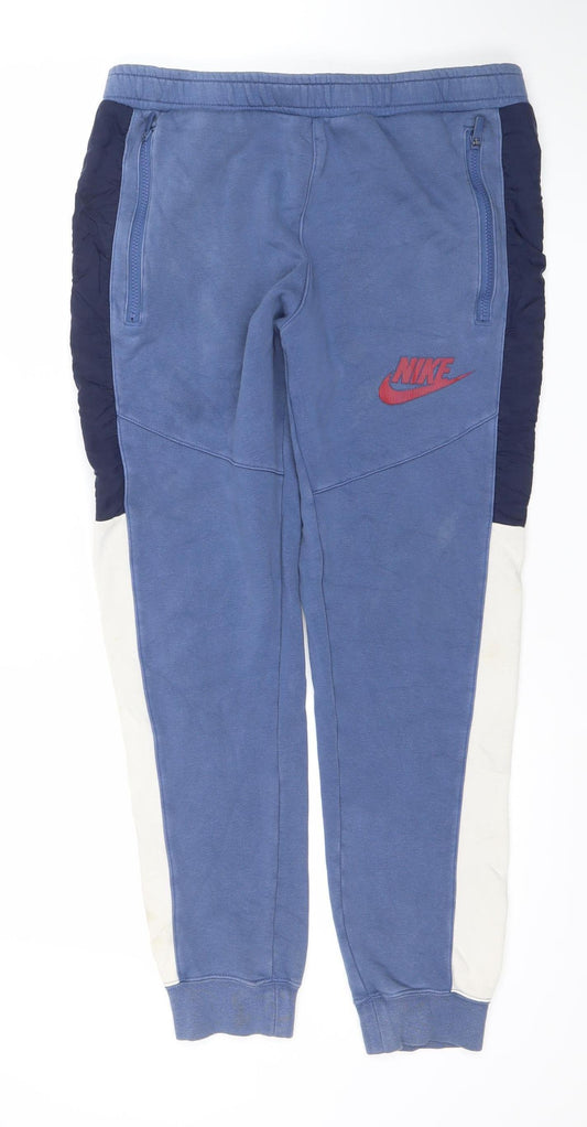 Nike Men's Blue Jogger Sweatpants M Tapered Fit Cotton Blend