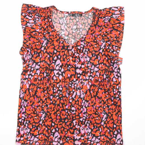 Dunnes Womens Multicoloured Animal Print Ruffle Sleeve Blouse XS