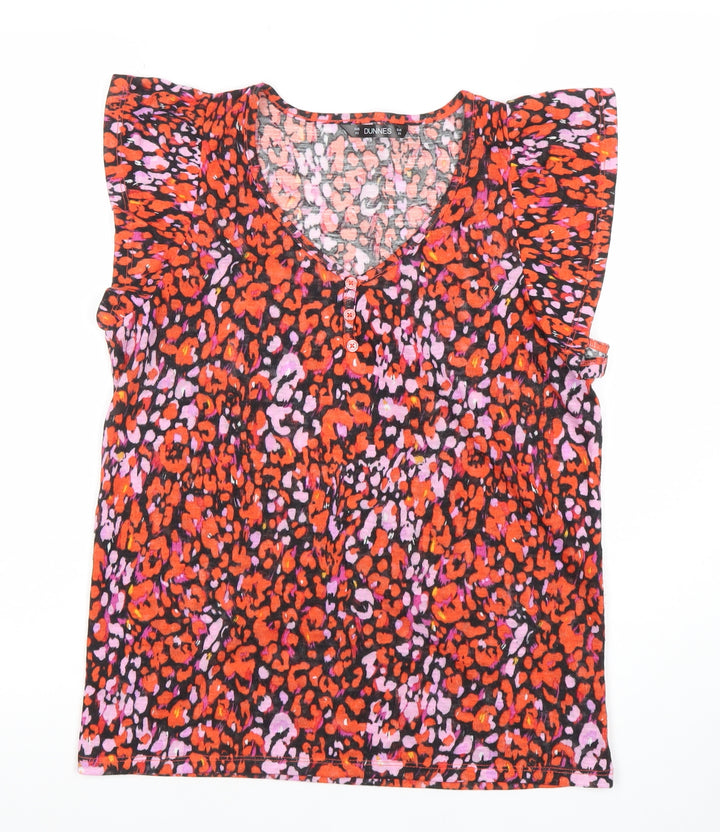 Dunnes Womens Multicoloured Animal Print Ruffle Sleeve Blouse XS