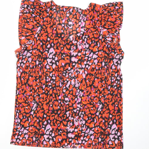 Dunnes Womens Multicoloured Animal Print Ruffle Sleeve Blouse XS