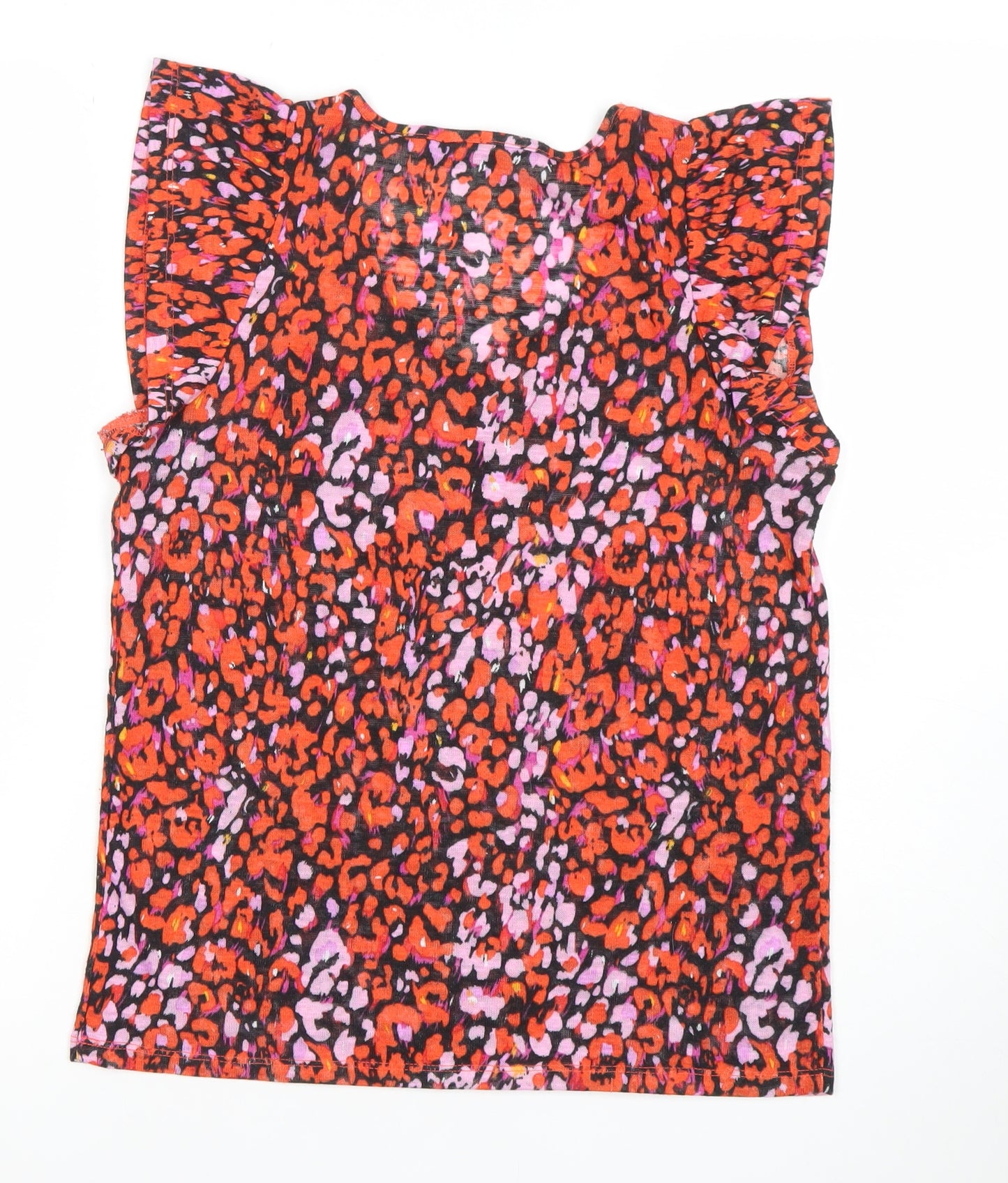Dunnes Womens Multicoloured Animal Print Ruffle Sleeve Blouse XS
