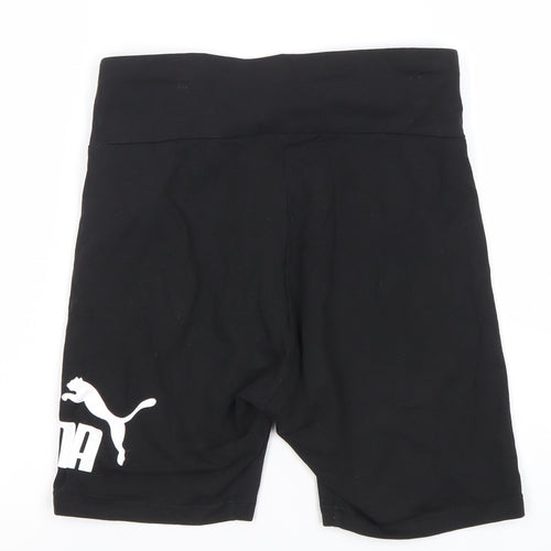 Puma Womens Black Biker Shorts M Jersey Cotton Stretch Activewear