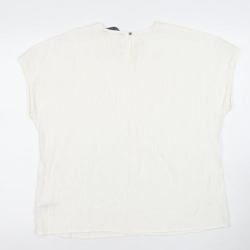 Dunes Stories Women's White Relaxed Fit Viscose Blouse Size 16