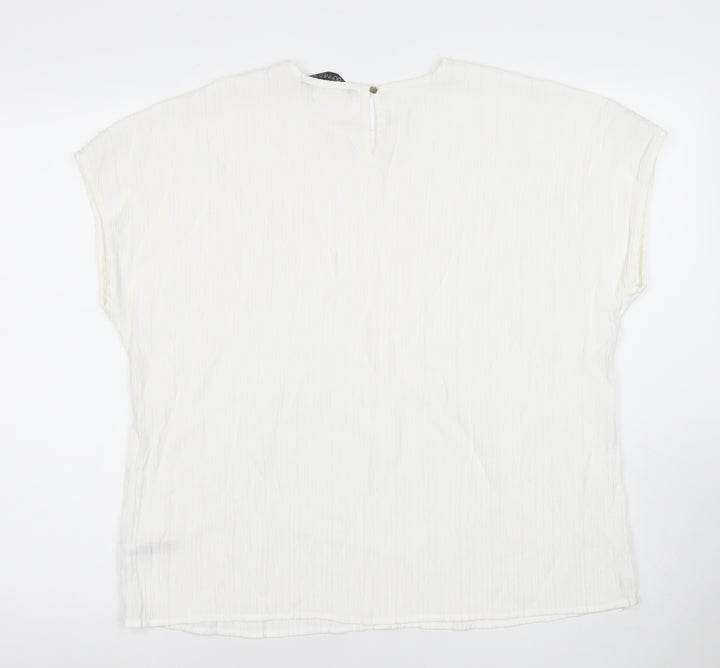 Dunes Stories Women's White Relaxed Fit Viscose Blouse Size 16