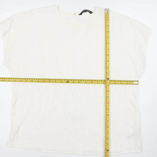 Dunes Stories Women's White Relaxed Fit Viscose Blouse Size 16