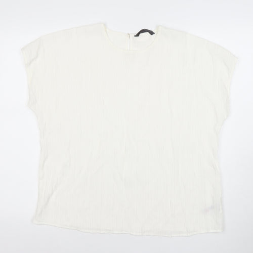 Dunes Stories Women's White Relaxed Fit Viscose Blouse Size 16