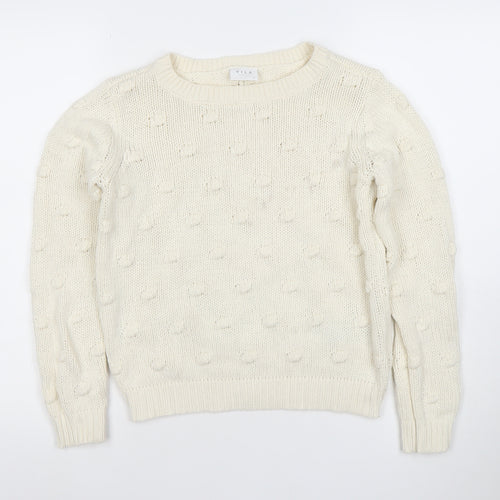 Vila Womens Ivory XS Chunky Knit Cotton Acrylic Jumper