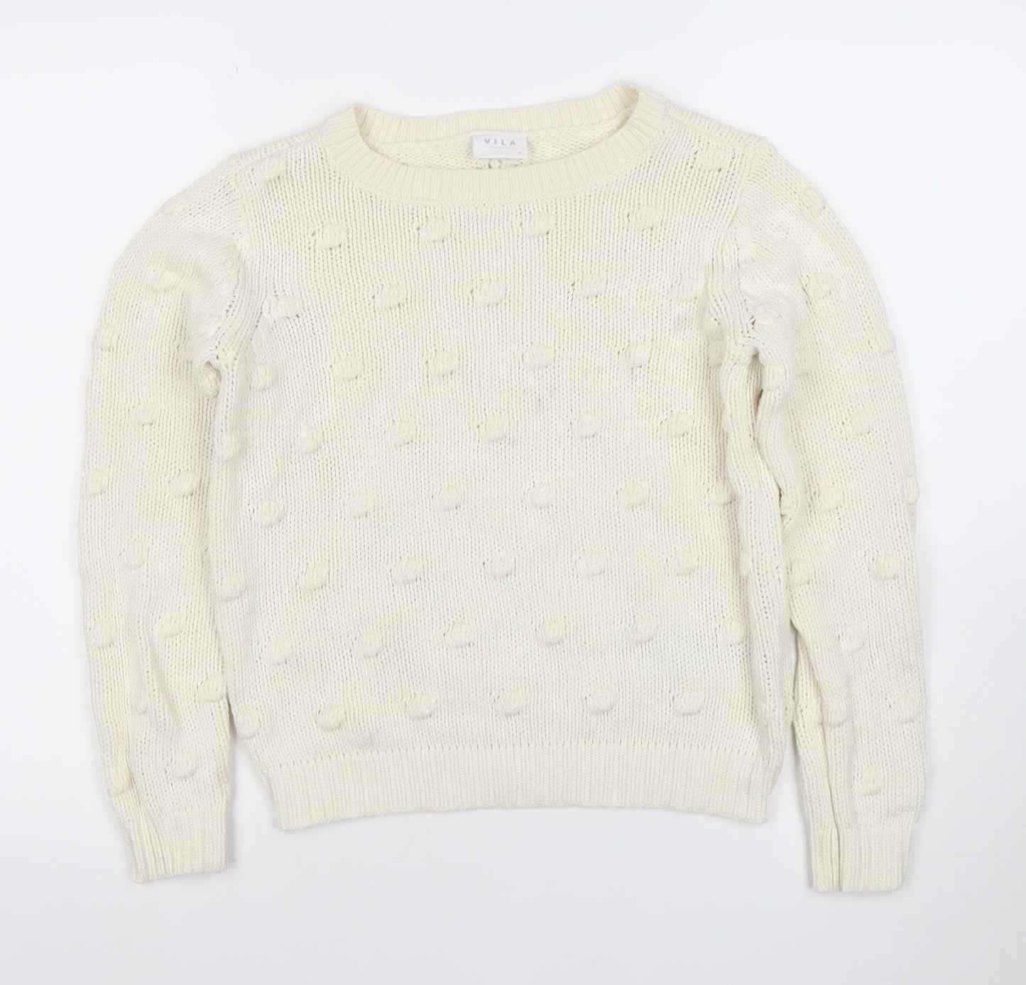 Vila Womens Ivory XS Chunky Knit Cotton Acrylic Jumper