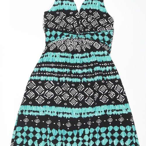 Stella Morgan Women’s Green Geometric Halter Bodycon Dress Size 12