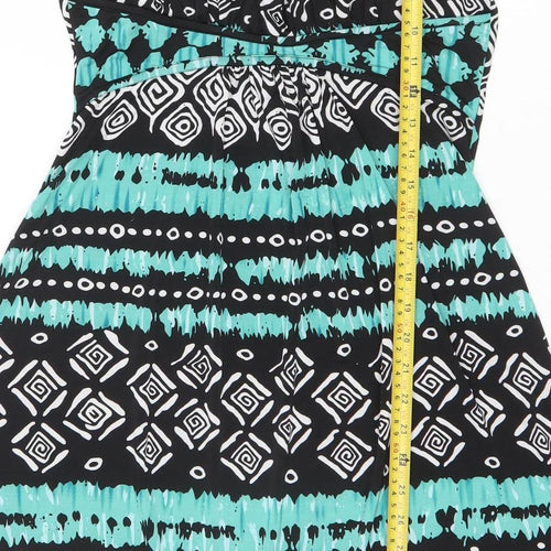 Stella Morgan Women’s Green Geometric Halter Bodycon Dress Size 12