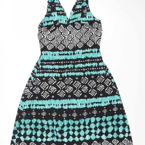 Stella Morgan Women’s Green Geometric Halter Bodycon Dress Size 12