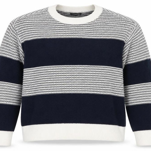 Dunnes Stores Women's White & Navy Striped Crew Neck Cotton Jumper Size 12