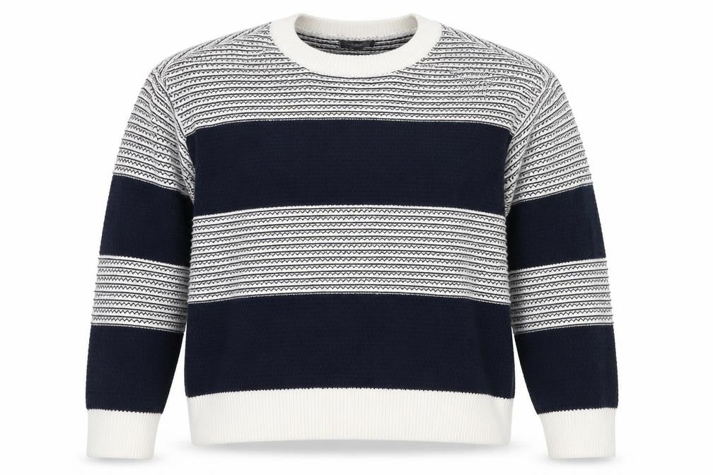 Dunnes Stores Women's White & Navy Striped Crew Neck Cotton Jumper Size 12