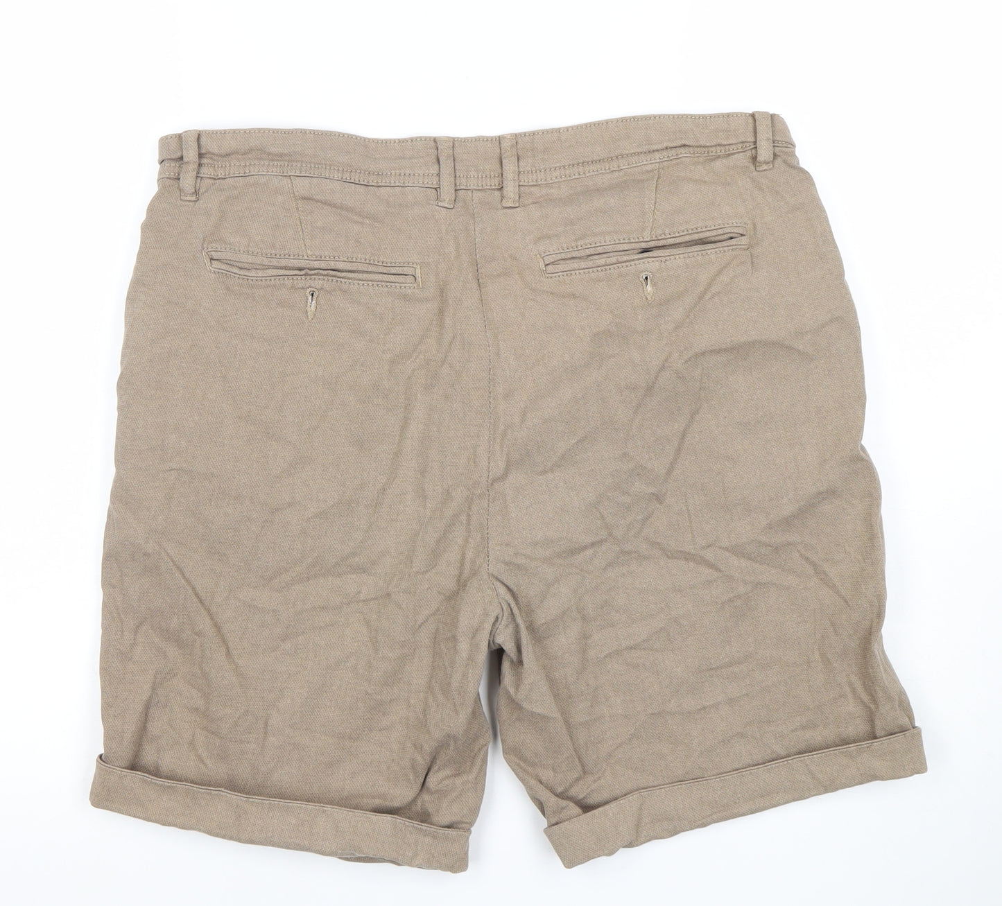 Selected Homme Men's Beige Chino Shorts L Linen Cotton Blend Casual