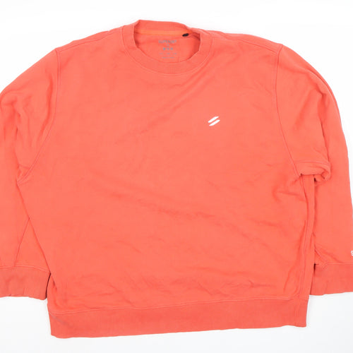 Superdry Women Coral Orange Crew Neck Pullover Sweatshirt Size L