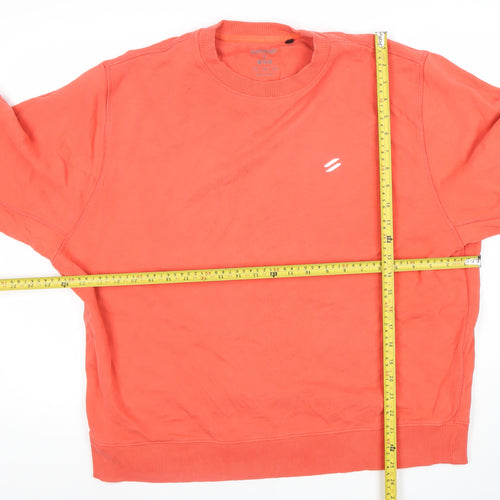 Superdry Women Coral Orange Crew Neck Pullover Sweatshirt Size L