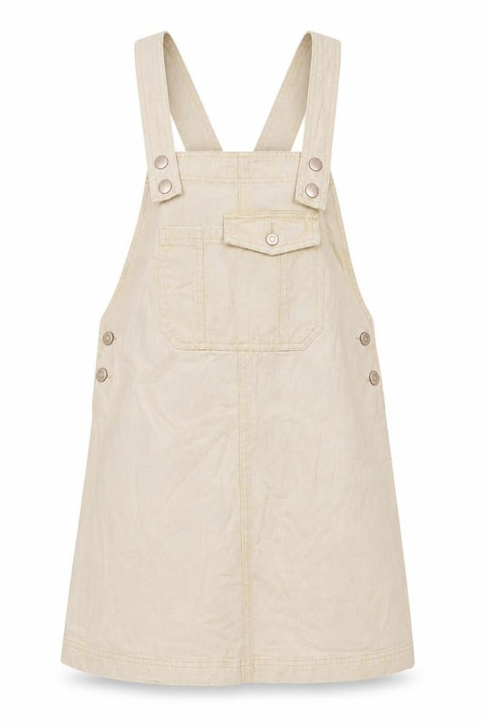 Front view of River Island Women Beige Cotton Pinafore Dress, size 10