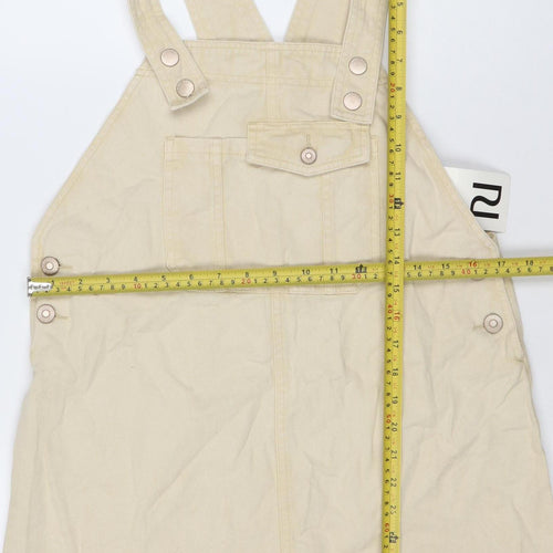 River Island Women Beige Cotton Pinafore Dress Size 10