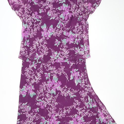 Eastex Women’s Purple Floral Asymmetric Midi Dress Size 16
